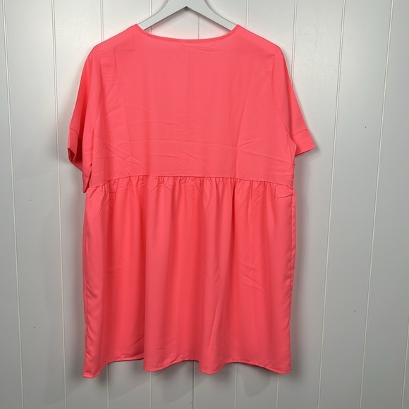Zenana Womens Babydoll Dress XL Pink Pullover Short Sleeves 100% Poly Fun New - Picture 7 of 10